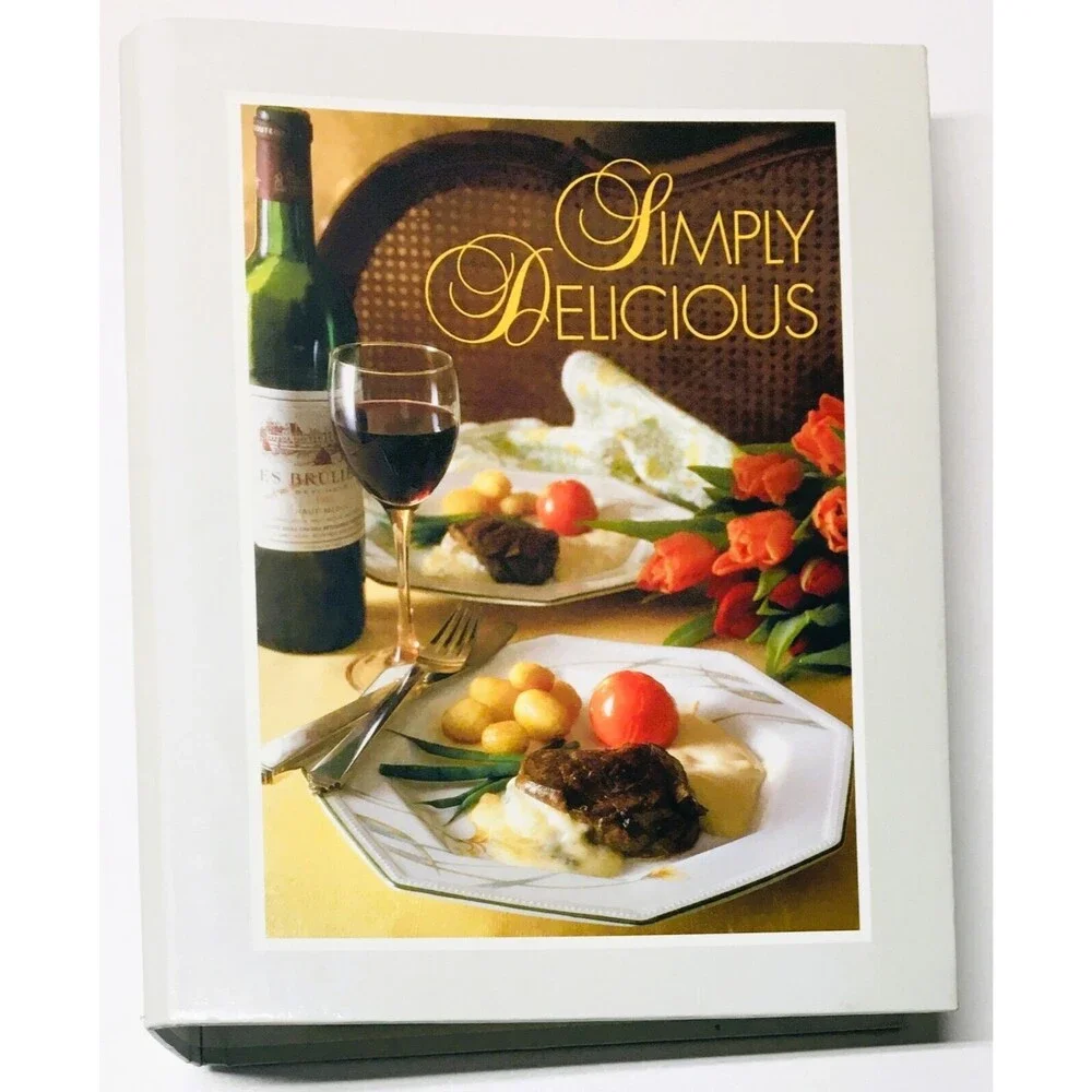 Simply Delicious Recipe 2 Ring Binder Cooking Vintage Menu Meal Planning RGUC